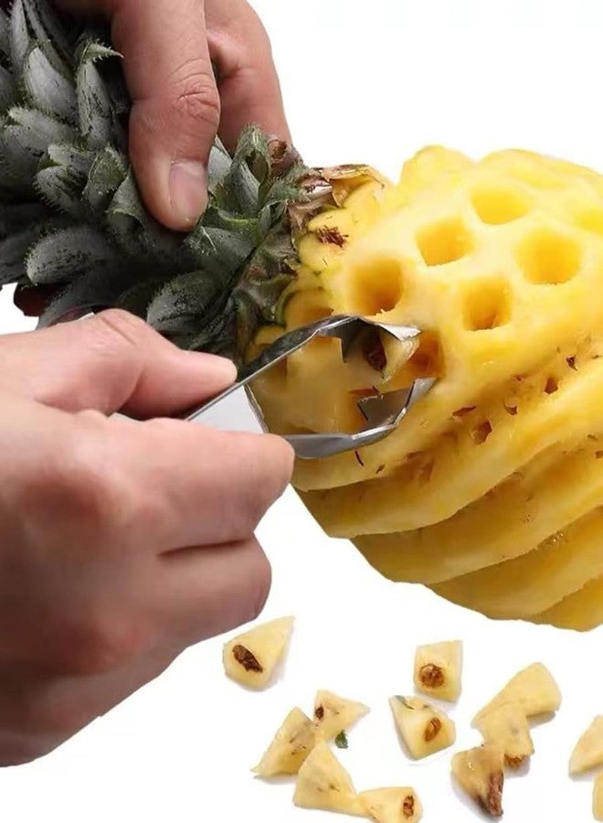 HELIMIX Stainless Steel Pineapple Slicer Cutter, Pineapple Seed Clip Eye Remover, Deseeding Gadget Corer and Slicer Tool Combo. - Image 3